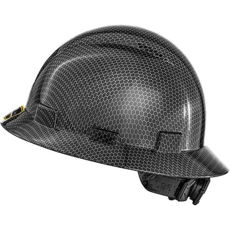 Protectx Full Brim Hard Hat, HDPE Fiber, 6 Point Adjustable suspension and ratchet, Black HH-PE-08BK -SF-01